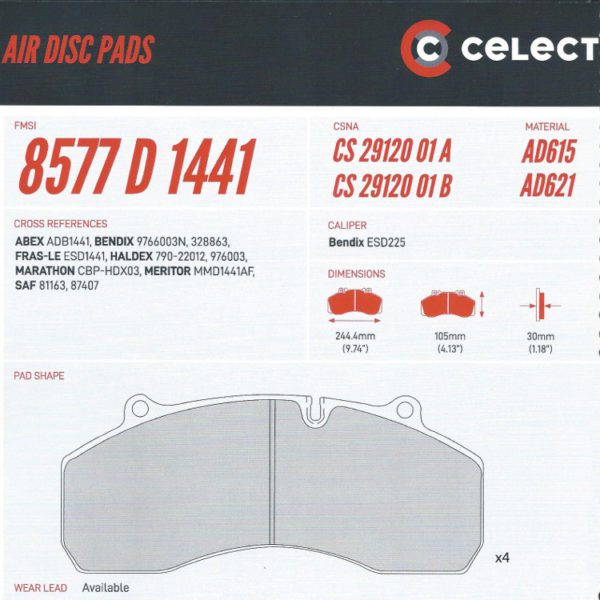 Celect CS2912001B Brake pad