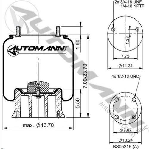 Automann AB1DK28B-A960 Air Spring, Rolling Lobe