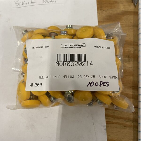 Morgan 0520214 Tee Nut ENCP, Yellow, .25-20X.25 (100 Pack) - Image 2