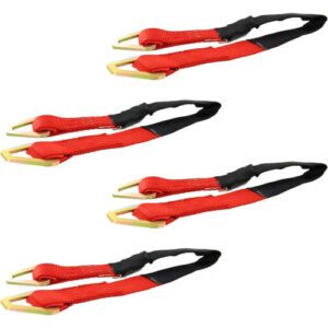 Axle Strap 2"x2' Red w/ 2" Stamped D-Rings (4 Pack) (US Cargo Control AXLE2WP-RED)