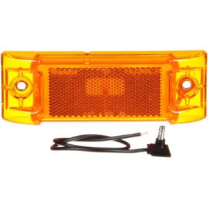 Truck-Lite 21002Y Marker Clearance Light, Reflectorized Super 21 Incandescent Yellow Rectangular, 1 Bulb Stripped End, 12V
