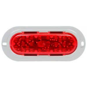 Truck-Lite 60252R Stop/Turn/Tail Light, 60 Series, LED, Red, Oval, Gray Flange Mount, Fit 'N Forget S.S., 12V