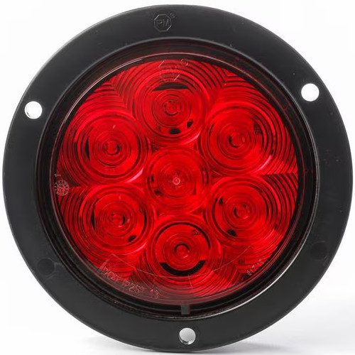 Peterson V417KR LED Stop/Turn/Tail, Round, 7 Diodes, Red Kit, w/ Flange, 4", Red