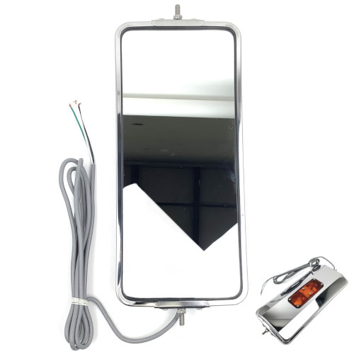 Retrac 601288 Mirror Head, 7" x 16" Stainless Rounded Angle-Back Heated & Lighted West Coast