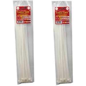 White Cable Zip Tie 18" Large 100 Pack (14156)