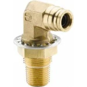 Parker 169PTCNSBH-8-8 Push-To-Connect Tube to Male & Tube to Male NPT Tube Fitting: Male Bulkhead Elbow, 1/2" Thread, 1/2" OD