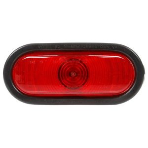 Truck-Lite 60340R Stop/Turn/Tail Light, 60 Series, Incandescent, Red, Oval, 1 Bulb, Black Grommet Mount