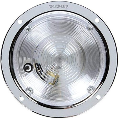 Truck-Lite 80350 Dome Light, 80 Series, Incandescent, 1 Bulb, Round Clear, Chrome Bracket Mount