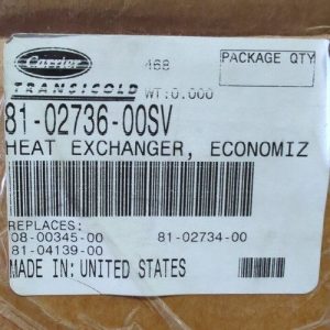 Carrier Transicold 81-02736-00SV Heat Exchanger, Economizer