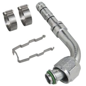 Four Seasons 19288 AC Fitting w/ High Side R134a Service Port EZ Clip 90° Female O-Ring Hose Repair Kit