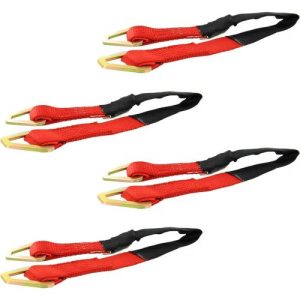 Axle Strap 2"x2' Red w/ 2" Stamped D-Rings (4 Pack) (US Cargo Control AXLE2WP-RED)