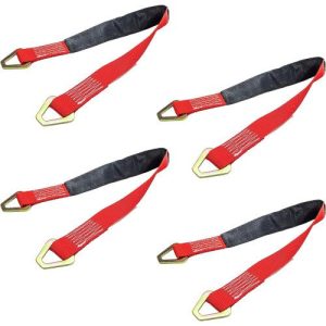 Axle Strap 2"x3' Red w/ 2" Stamped D-Rings (4 Pack)(US Cargo Control AXLE3WP-RED)