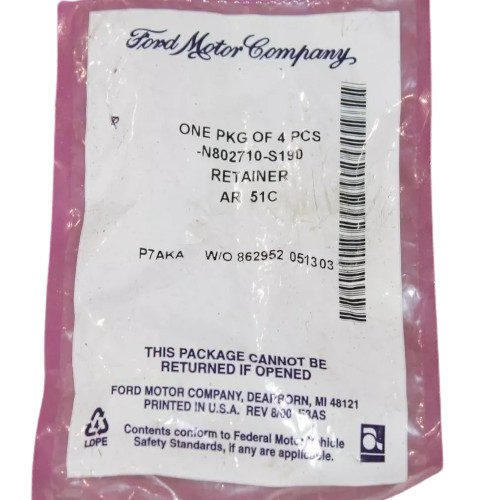 Ford N802710-S190 Retainer, Fuel Line Clip (4 Pack) (Genuine)