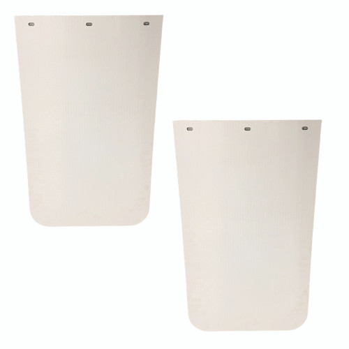 18"x30" Mud Flap White for Semi Trucks, Polyethylene, Anti-Sail, Curl Resistant (2 Pack)