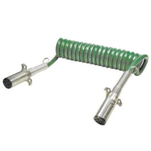 Sureflex SFA125CE ABS Power Cord, 12', 7-Way Coiled, Green, Zinc Die-Cast Plugs