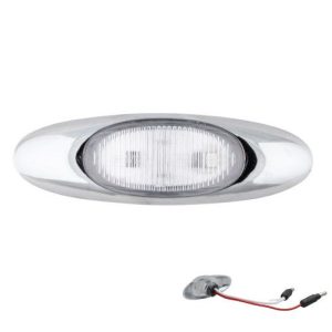 Grote 47982 Marker Light, Micronova Lamp, Oval, LED, Red Clear Lens w/ Chrome Bezel