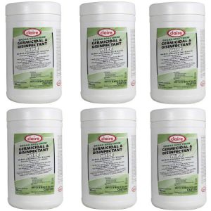 Germicidal Disinfectant Wipes, Broad Spectrum 6- Pack of 180 Wipes per Tub(1080 Wipes)(Claire C-989)