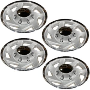 CCI 9916C Chrome Silver Wheel Covers, 16" Hub Caps, 3350 And E450 Econoline Vans (4 Pack)
