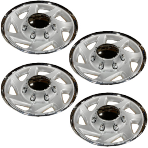CCI 9916C Chrome Silver Wheel Covers, 16" Hub Caps, 3350 And E450 Econoline Vans (4 Pack)