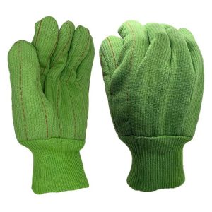 Seatle Glove Co GO020-TC Gc020-Tc Hi-Vis Green Corded Cotton Work Gloves,